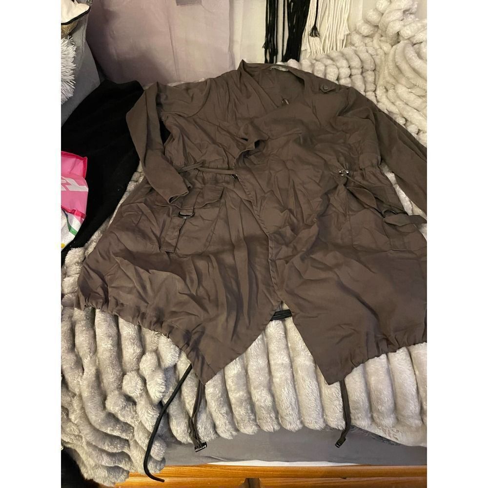 Olive green plus size drape jacket/coat/trench cardigan